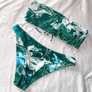 Marble Strapless Bikini